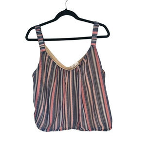 Nine Britton lined chiffon striped tank with accordion straps size L